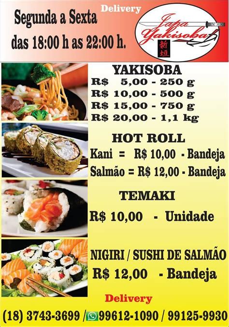 Menu At Japa Yakisoba Delivery Restaurant Ilha Solteira