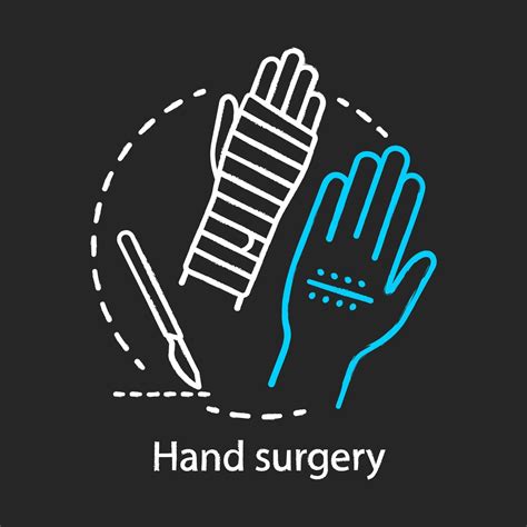 Hand surgery chalk icon. Orthopaedic surgery. Wrist, forearm problem