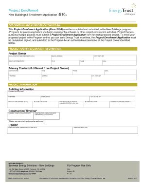 Fillable Online Energytrust Project Enrollment Application