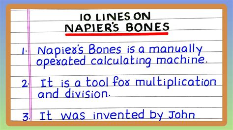 Few Lines About NAPIERS BONES 5 10 Lines About NAPIERS BONES In