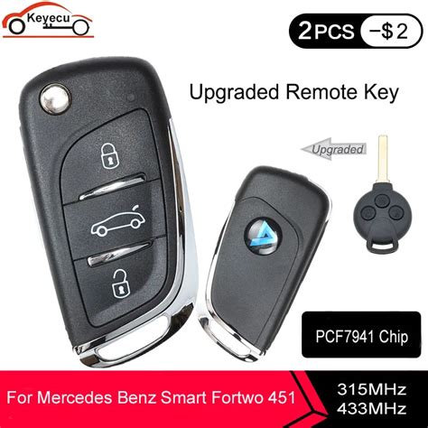 KEYECU Upgraded Flip Remote Car Key Fob 3 Button 315 433MHz PCF7941 For