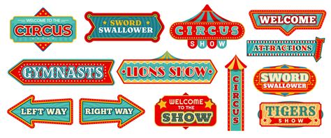 Circus Carnival Signs And Retro Arrow Banners 15600073 Vector Art At