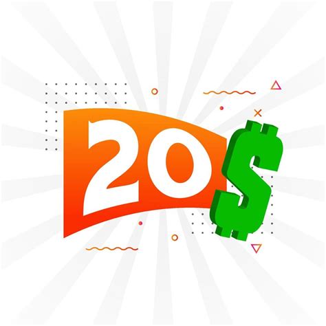 20 Dollar currency vector text symbol. 20 USD United States Dollar ...