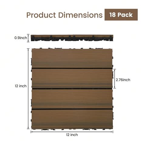 Pack Solid Wood Deck Flooring Wood Interlocking Deck Tiles X