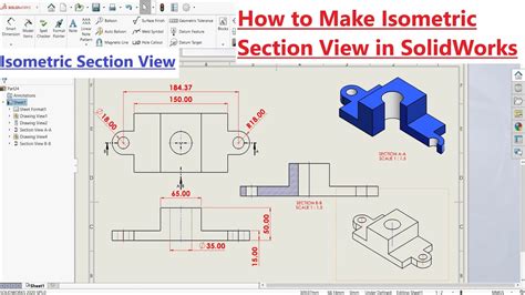 How To Make Isometric Section View In Solidworks Drawing Youtube