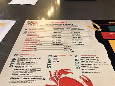 Menu At Hook And Reel Cajun Seafood And Bar Owings Mills