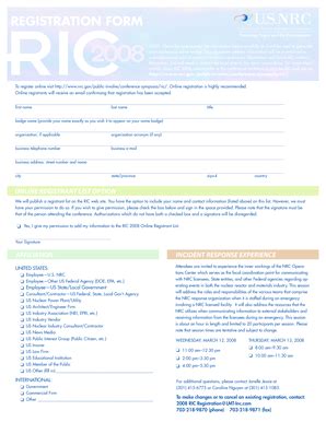 Fillable Online Nrc REGISTRATION FORM NRC Nrc Fax Email Print