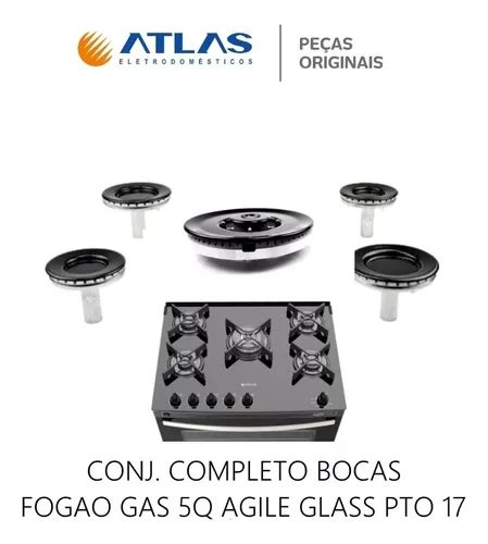 Kit Espalhadores Queimadores Fogão Atlas Agile Glass 5 Bocas