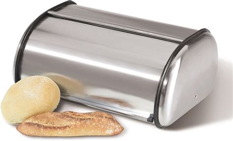 Home It Roll Top Brushed Stainless Steel Bread Box