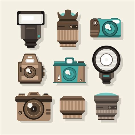 Retro Cameras In Flat Design Vector Free Download