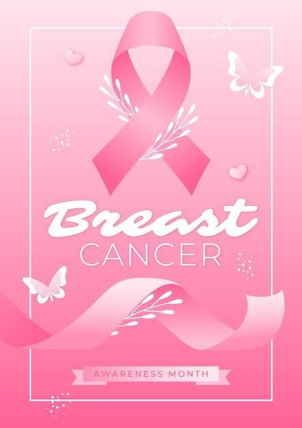 Free Vector Gradient Breast Cancer Awareness Month Vertical Flyer