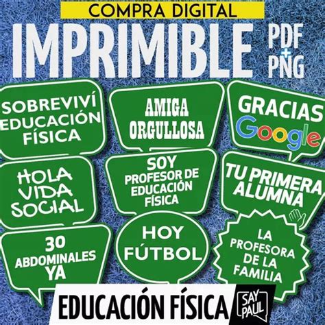 Kit Imprimible Props Cartelitos Recibida Educaci N F Sica Mercadolibre