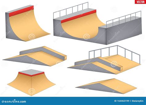 Skatepark Elements Isolated Stock Vector Illustration Of Skate Park