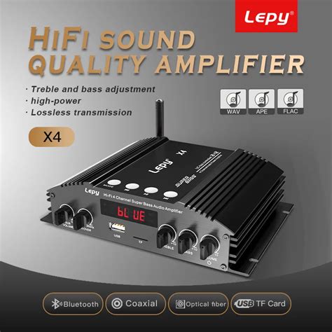 LEPY Amplificador DE POTENCIA X4 HIFI Con Bluetooth 5 0 4 Canales Fibra