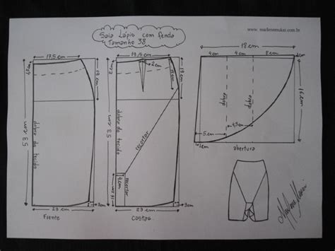Saia Lápis Com Detalhe Diy Molde Corte E Costura Marlene Mukai