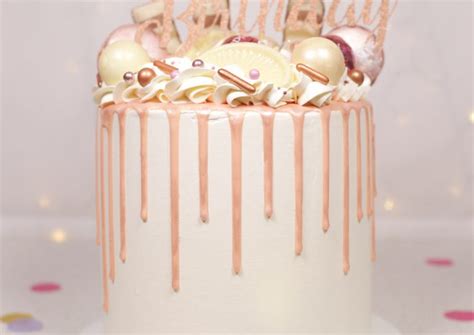 Rose Gold 40th Drip Cake Cakey Goodness