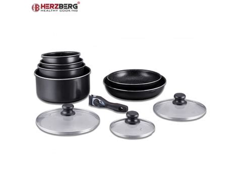 Herzberg Hg Batterie De Cuisine Pi Ces Avec Rev Tement En