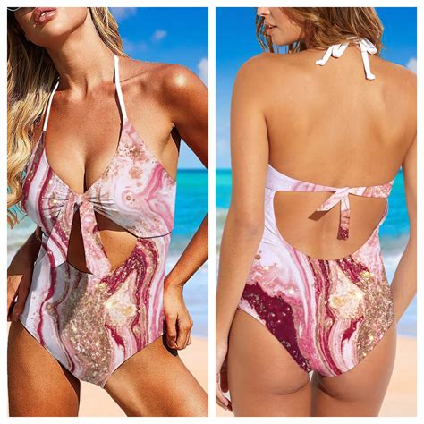 Maillot De Bain Une Pi Ce Imprim Textures Pour Femmes Bikini Dos Nu