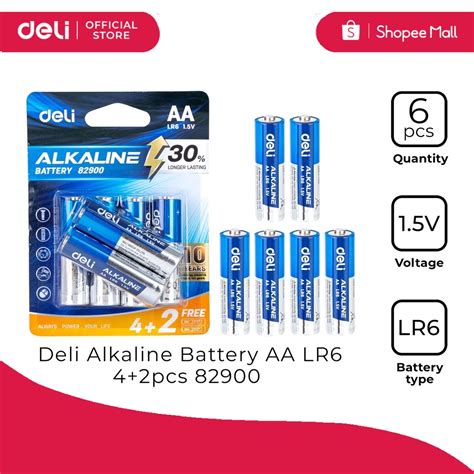 Deli 82900 Alkaline Battery AA LR6 4 2pcs 1PACK 7982900 Shopee