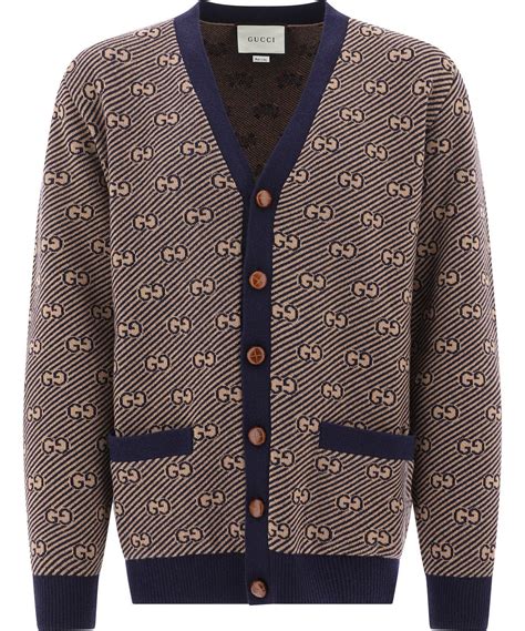 Gucci Wool Gg Stripe Cardigan For Men Lyst