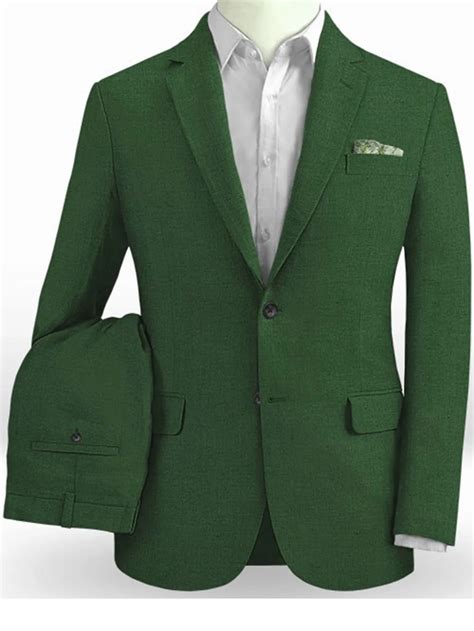 Emerald Green Linen Suits Men Light Weight Beach Wedding Suits For Men