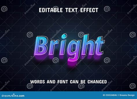 Bright Text Editable Neon Text Effect Stock Vector Illustration Of