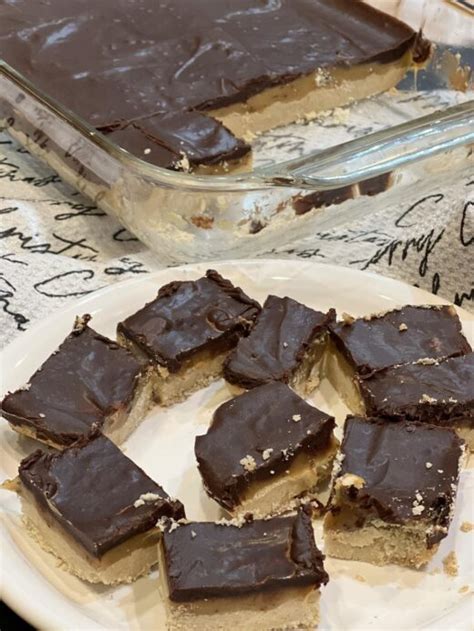 Chocolate Caramel Shortbread Bars Lynns Kitchen Adventures