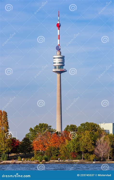 Tv Tower Donauturm In Donau Park Vienna Stock Photo