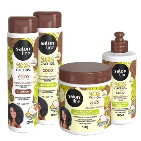 Kit SOS Cachos Coco Shampoo Condicionador Creme De Pentear