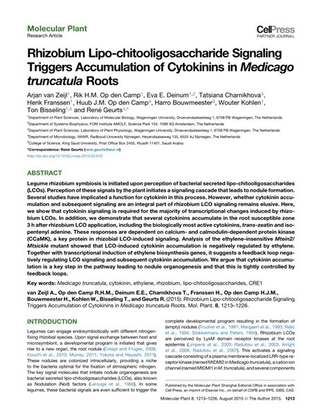 Pdf Rhizobium Lipo Chitooligosaccharide Signaling Triggers