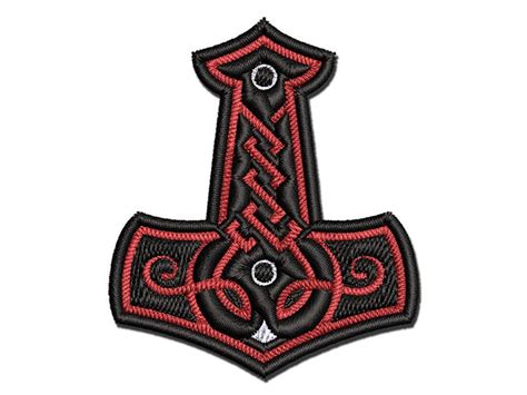 Mjolnir Symbol Norse Viking Hammer of Thor Multi-color Embroidered Iron ...