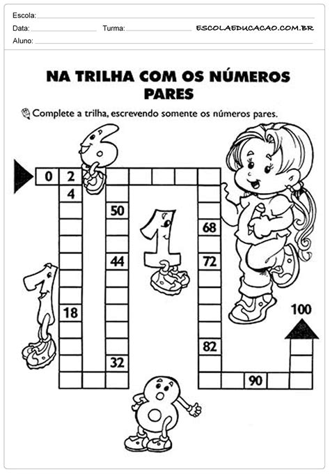 Atividades de Matemática 2º ano Trilha dos números pares Escola