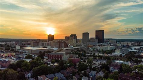 Premium Photo | Aerial view of Dayton Ohio skyline at sunset