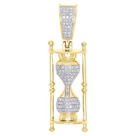 10k Yellow Gold Diamond Hourglass Sand Timer Pendant 1 45 Pave Charm 0 29 Ct Hourglass Sand