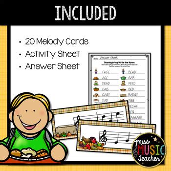 Thanksgiving Treble Clef Write The Room Music Activity By Miss Music