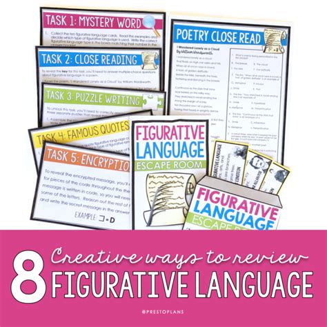 8 Creative Figurative Language Activities For Review Presto Plans