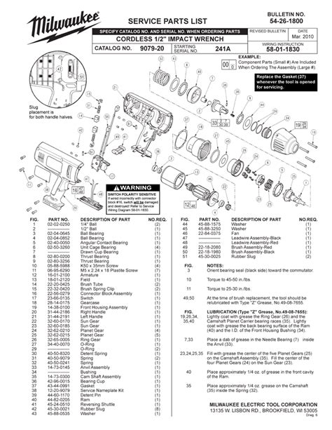 Milwaukee 9079 23 241a Parts Cordless 12 Impact Wrench Milwaukee