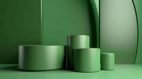 Green Cylinder With Dramatic Lightshadow In Watercolor Style Photo