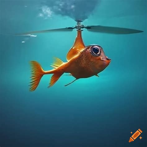 Artistic Depiction Of A Fish Transforming Into A Helicopter