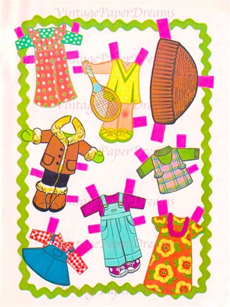 Vintage Paper Doll Printable Pdf Girl Paper Dolls 70s Etsy