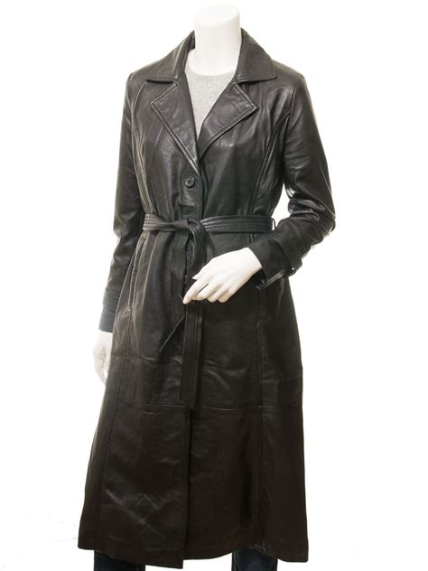 Women S Black Leather Trench Coat Eoline Women Caine