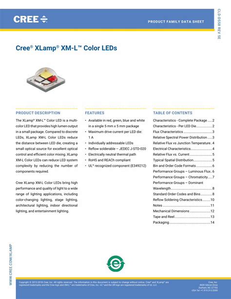 PDF Cree Xlamp Xm L Color Led Data Sheet The Following Graph