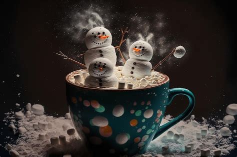 Premium AI Image Hot Cocoa With Marshmallow Snowmen