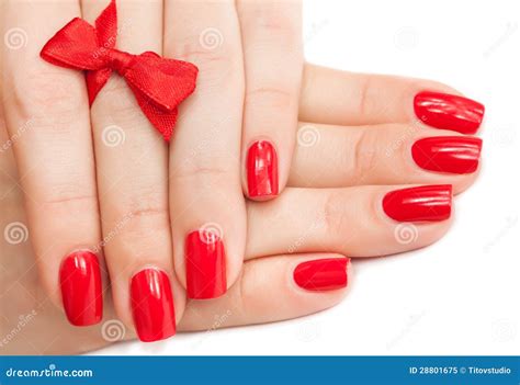 Hands With Red Manicure Isolated Stock Image Image Of Hygiene Polish