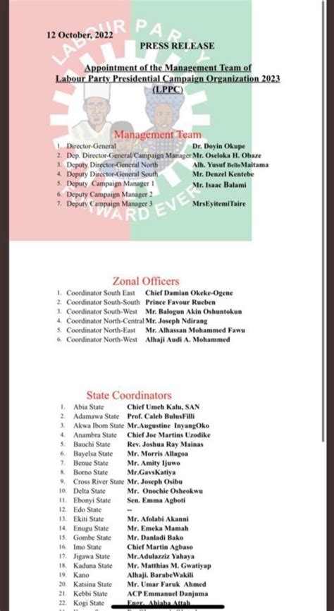 Full List See Peter Obi Campaign Council List For 2023 Election Newsone