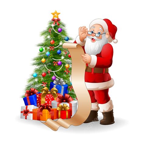 Santa Claus List Vector Hd Png Images Santa Claus Reading A Long List