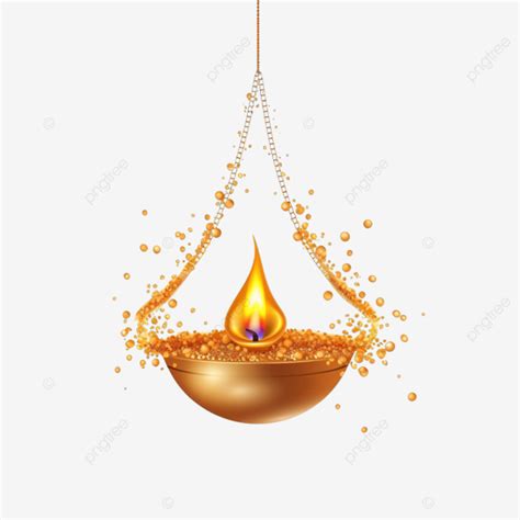 Golden Hanging Diya With Sparkles Diwali Festival Banner Hanging Diya