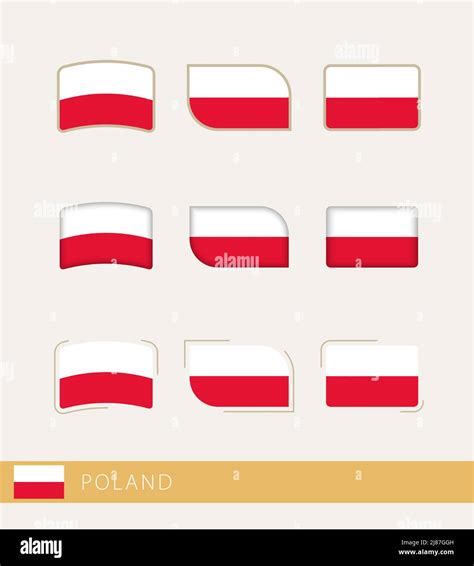 Vector Flags Of Poland Collection Of Poland Flags Vector Icon Stock