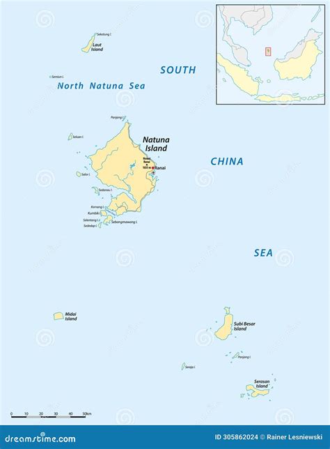 Natuna Islands Map, Indonesia Stock Illustration - Illustration of ...