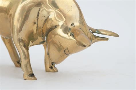 Vintage Pair Of Brass Bulls Mecox Gardens